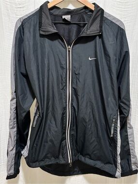 Vintage Y2K-era Nike Clima-FIT full-zip windbreaker track jacket. Size L